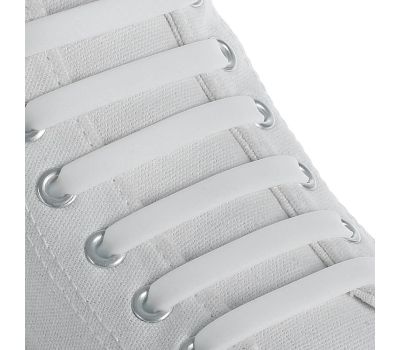 Набор шнурков для обуви, 12 шт, силиконовые, плоские, 13 мм, 9 см, цвет белый, изображение 2