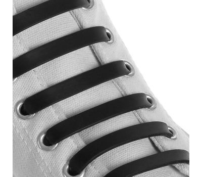 Набор шнурков для обуви, 12 шт, силиконовые, плоские, 13 мм, 9 см, цвет чёрный, изображение 5