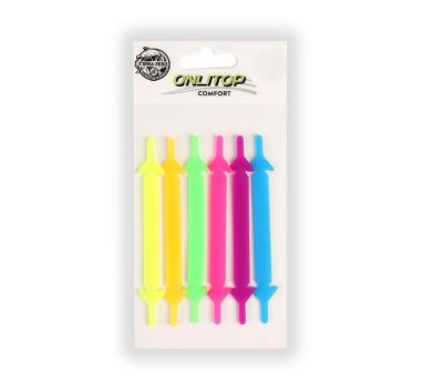 Набор шнурков для обуви, 12 шт, силиконовые, плоские, 13 мм, 9 см, цвет «радужный», изображение 3