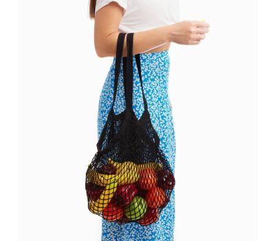 Черная авоська из хлопка 41 х 27 см, изображение 3