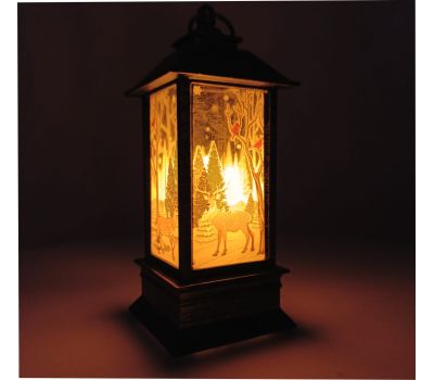 Фонарь новогодний настольный бронзовый с подсветкой 13 см, изображение 3