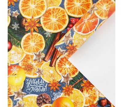 Упаковочная бумага «Пряные мандарины» 70 х 100 см для подарков, изображение 2