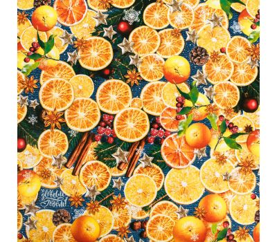 Упаковочная бумага «Пряные мандарины» 70 х 100 см для подарков, изображение 3
