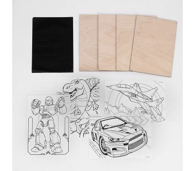 Доски для выжигания «Рисунки для мальчиков» с трафаретами — набор для творчества, изображение 4