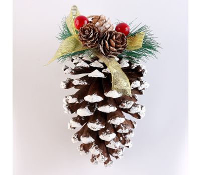 Декоративная ёлочная игрушка «Новогоднее настроение» в виде шишки — 14,5 см, изображение 3