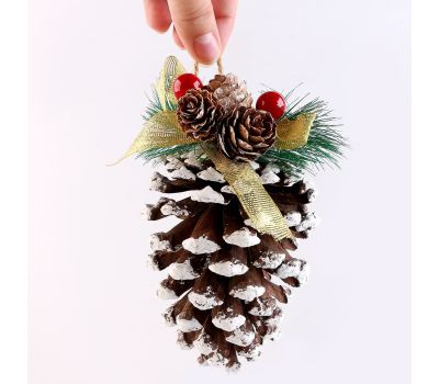 Декоративная ёлочная игрушка «Новогоднее настроение» в виде шишки — 14,5 см, изображение 2