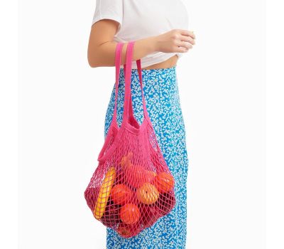 Плетёная сумка-авоська розовая — экологичный выбор для покупок и хранения, изображение 3