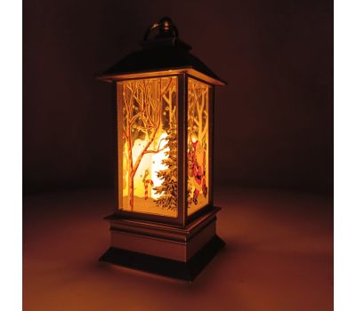 Фонарь новогодний настольный в золотом цвете с подсветкой 13 см - декор для красивого Нового Года, изображение 2