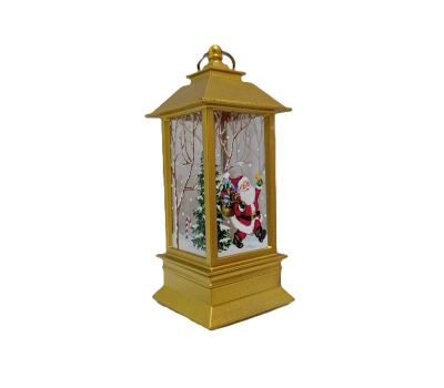 Фонарь новогодний настольный в золотом цвете с подсветкой 13 см - декор для красивого Нового Года, изображение 3