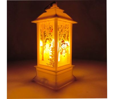 Фонарь новогодний настольный белый с подсветкой 13 см - декор для красивого Нового Года, изображение 3