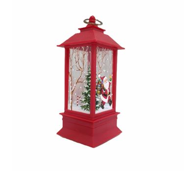 Фонарь новогодний настольный красный с подсветкой 13 см - декор для красивого Нового Года, изображение 3