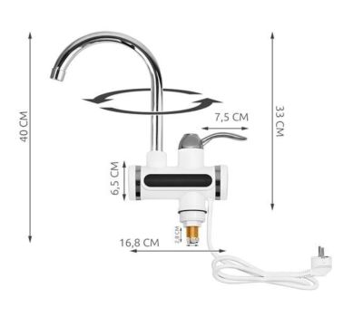 Проточный электрический водонагреватель с LED дисплеем — горячая вода за секунды, изображение 4 Проточный электрический водонагреватель с LED дисплеем — горячая вода за секунды, изображение 4