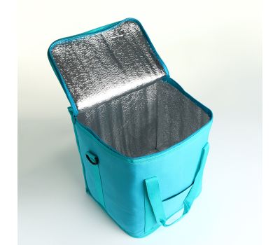 Термосумка на молнии 22 л с наружным карманом, бирюзовая, изображение 3