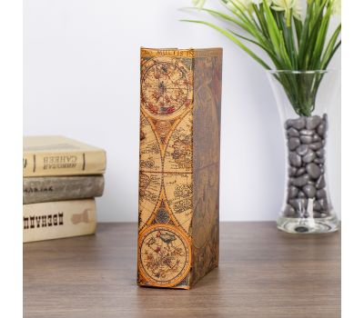 Шкатулка-книга «Старинные карты мира» из дерева и искусственной кожи с замком 21×13×5 см, изображение 4