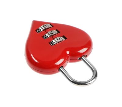 Замок на чемодан навесной кодовый ТУНДРА "Сердце", красный, изображение 2