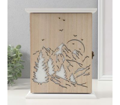 Ключница настенная из дерева «Закат в горах» с 6 крючками, изображение 2