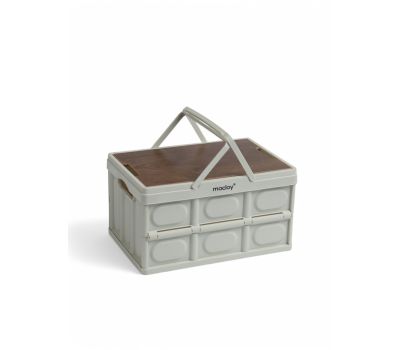 Складной стол-корзина 2 в 1 для пикника, 15 л, светло-серый, на 2-4 персоны, изображение 2