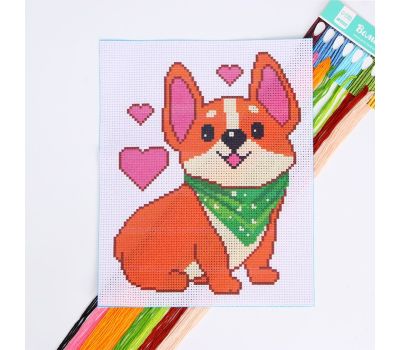 Детский набор для вышивания с пластиковой иглой и канвой с нанесенной схемой, изображение 3