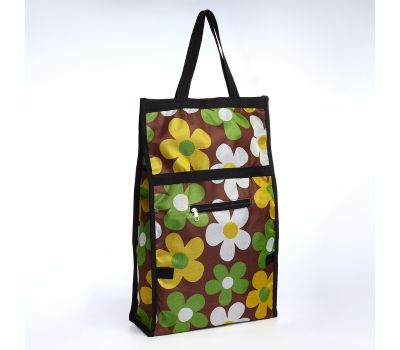 Складная хозяйственная сумка на липучке с колесами и внешним карманом — лёгкий шопер из оксфорда, изображение 2