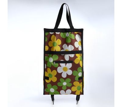 Складная хозяйственная сумка на липучке с колесами и внешним карманом — лёгкий шопер из оксфорда, изображение 4