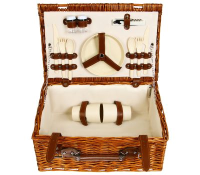 Плетеная корзина для пикника на 2 персоны с посудой, изображение 9