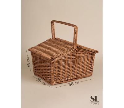 Плетеная корзина Home для пикника и хранения, 38×28×18 см, без посуды, изображение 2