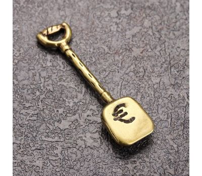 Сувенир-оберег «Лопата» для кошелька, латунь с янтарём, ручная работа, изображение 3