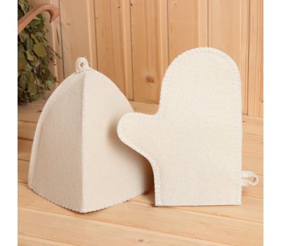 Банный набор «Мужской», 5 предметов, светлый, Добропаровъ, 30% шерсть, изображение 3