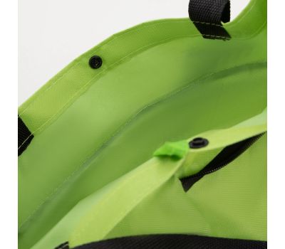 Складная хозяйственная сумка на кнопке с двумя колесами — зелёный шопер из оксфорд-ткани, изображение 6