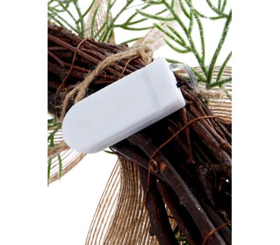 Новогодний венок «Ель с колокольчиком» с подсветкой — 55 см, 30 LED, тёплое свечение, изображение 5