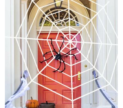 Белая велюровая паутина - декор для Хэллоуина — создайте мистическую атмосферу!, изображение 4