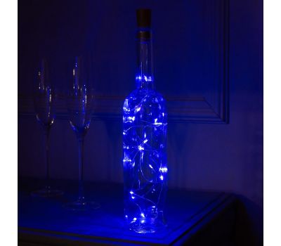 Гирлянда «Нить» 2 м роса с пробкой — уютный свет и волшебное настроение, синее свечение, изображение 3