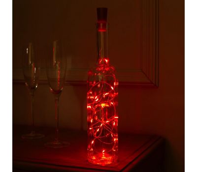 Гирлянда «Нить» 2 м роса с пробкой — уютный свет и волшебное настроение, красное свечение, изображение 3