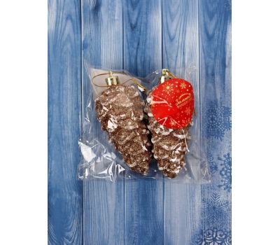 Ёлочные игрушки «Шишки» золотисто-белые — элегантный блеск и праздничная гармония, изображение 3