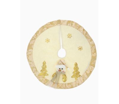Полянка под ёлку " Снеговик" бело-золотой — стильное украшение для новогоднего интерьера, изображение 5