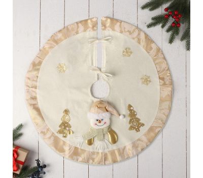 Полянка под ёлку " Снеговик" бело-золотой — стильное украшение для новогоднего интерьера, изображение 2