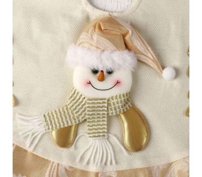 Полянка под ёлку " Снеговик" бело-золотой — стильное украшение для новогоднего интерьера, изображение 3