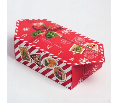 Подарочные коробки-конфеты «Новогодняя почта» — набор из 5 складных новогодних упаковок, 28*18*10см, изображение 2