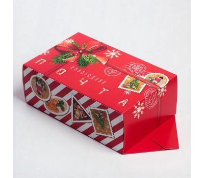 Набор подарочных коробок-конфет «Новогодняя почта» 3 в 1 — стильная складная упаковка для новогодних подарков, изображение 5