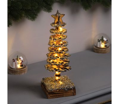 Деревянная ёлочка с LED-подсветкой 35 ламп — новогодний декор в скандинавском стиле