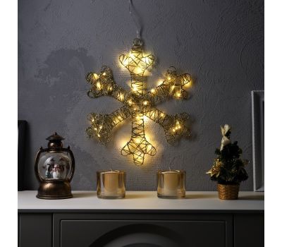 Светодиодная фигура «Снежинка» 40 см, металл, батарейки ААх3 (не в комплекте), свечение тёплое белое