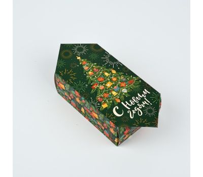 Подарочная коробка-конфета «С Новым годом» — складная новогодняя упаковка для подарков, 14,6 х 9,3 х 5,3 см., изображение 2