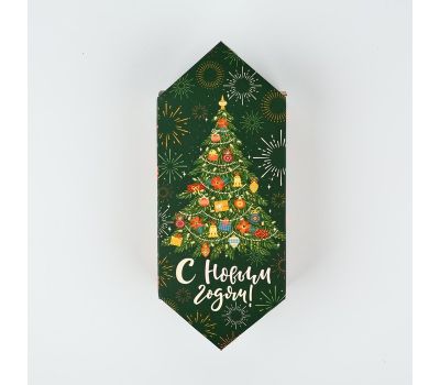 Подарочная коробка-конфета «С Новым годом» — складная новогодняя упаковка для подарков, 14,6 х 9,3 х 5,3 см., изображение 4