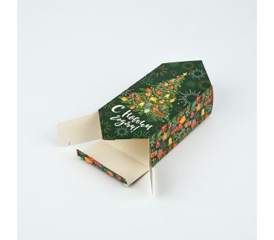 Подарочная коробка-конфета «С Новым годом» — складная новогодняя упаковка для подарков, 14,6 х 9,3 х 5,3 см., изображение 6