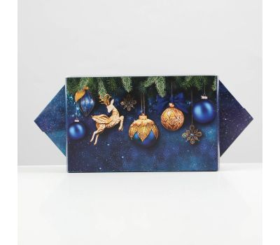 Подарочная коробка-конфета «С Новым годом», синяя — складная новогодняя упаковка для подарков, 14,6 х 9,3 х 5,3 см, изображение 3
