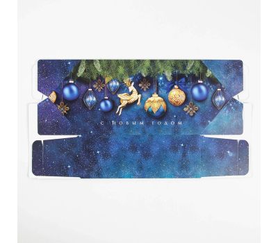 Подарочная коробка-конфета «С Новым годом», синяя — складная новогодняя упаковка для подарков, 14,6 х 9,3 х 5,3 см, изображение 4