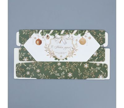 Подарочная коробка-конфета «С Новым годом» зелёная, 14,6×9,3×5,3 см, набор 5 шт — складная новогодняя упаковка, изображение 6