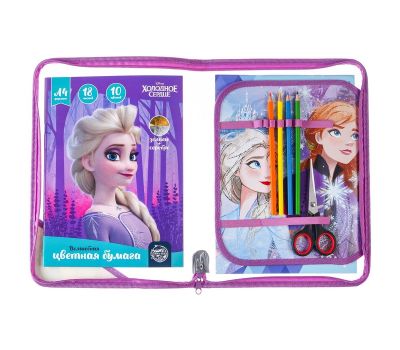 Папка для урока труда A4 на молнии «Холодное Сердце» — фиолетовая, с принтом, вес 150 г, изображение 2