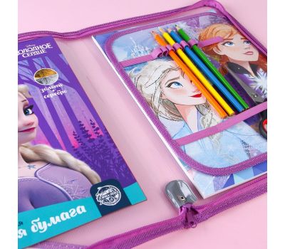 Папка для урока труда A4 на молнии «Холодное Сердце» — фиолетовая, с принтом, вес 150 г, изображение 5