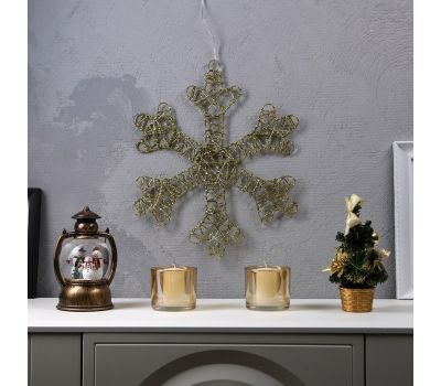 Светодиодная фигура «Снежинка» 40 см, металл, батарейки ААх3 (не в комплекте), свечение тёплое белое, изображение 2
